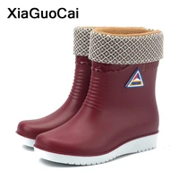 winter warm woman rainboots high top female shoes 2021 womens ankle boots waterproof antiskid high quality hot sale botas mujer