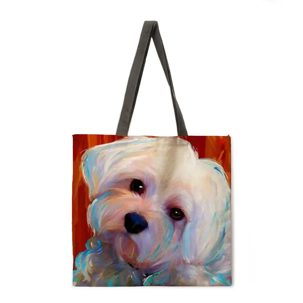 Складывающаяся сумка для покупок с изображением собаки женская на плечо отдыха