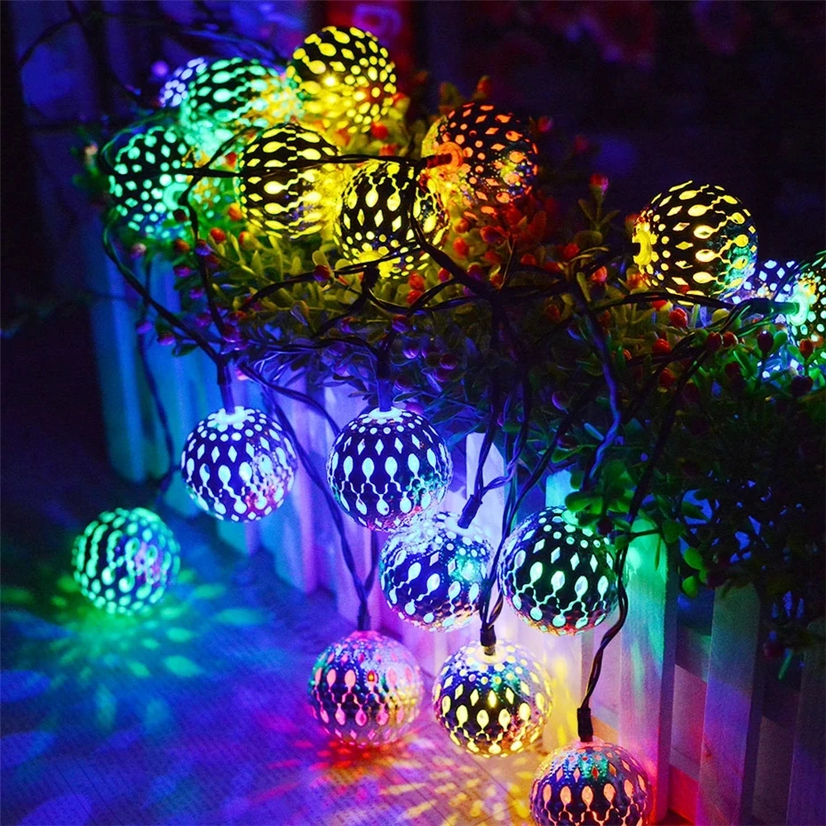 

Solar LED String Light 20/30 LED Chandelier Multicolor Moroccan Light Outdoor Courtyard Garden Party Interior Decoration