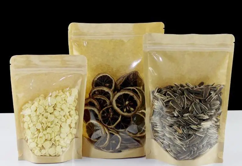 Пакеты для упаковки продуктов из крафт бумаги на молнии многоразовые