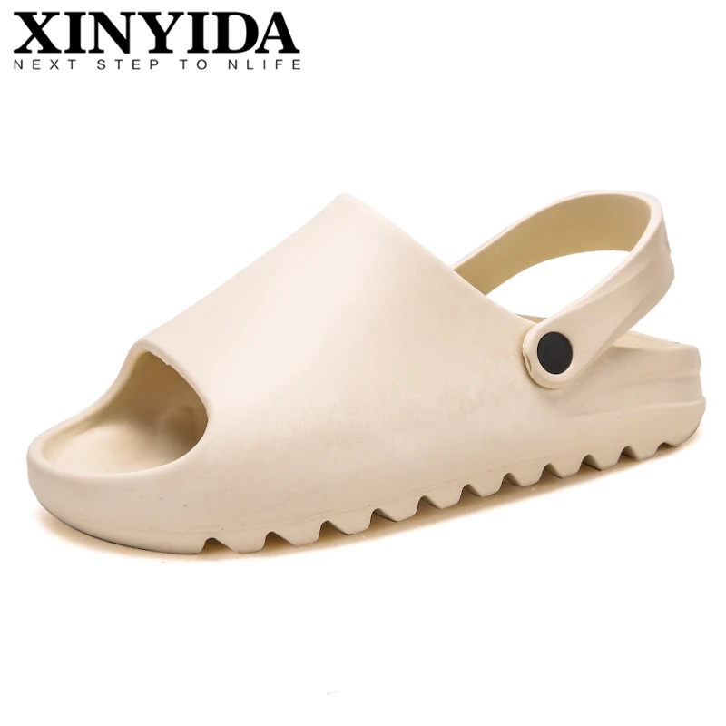 

Men's Summer YZY Slides Slip On Breathable Water Beach Sandals Flip Flops Lightweight Fish Mouth Men Slippers Plus Size 39-46