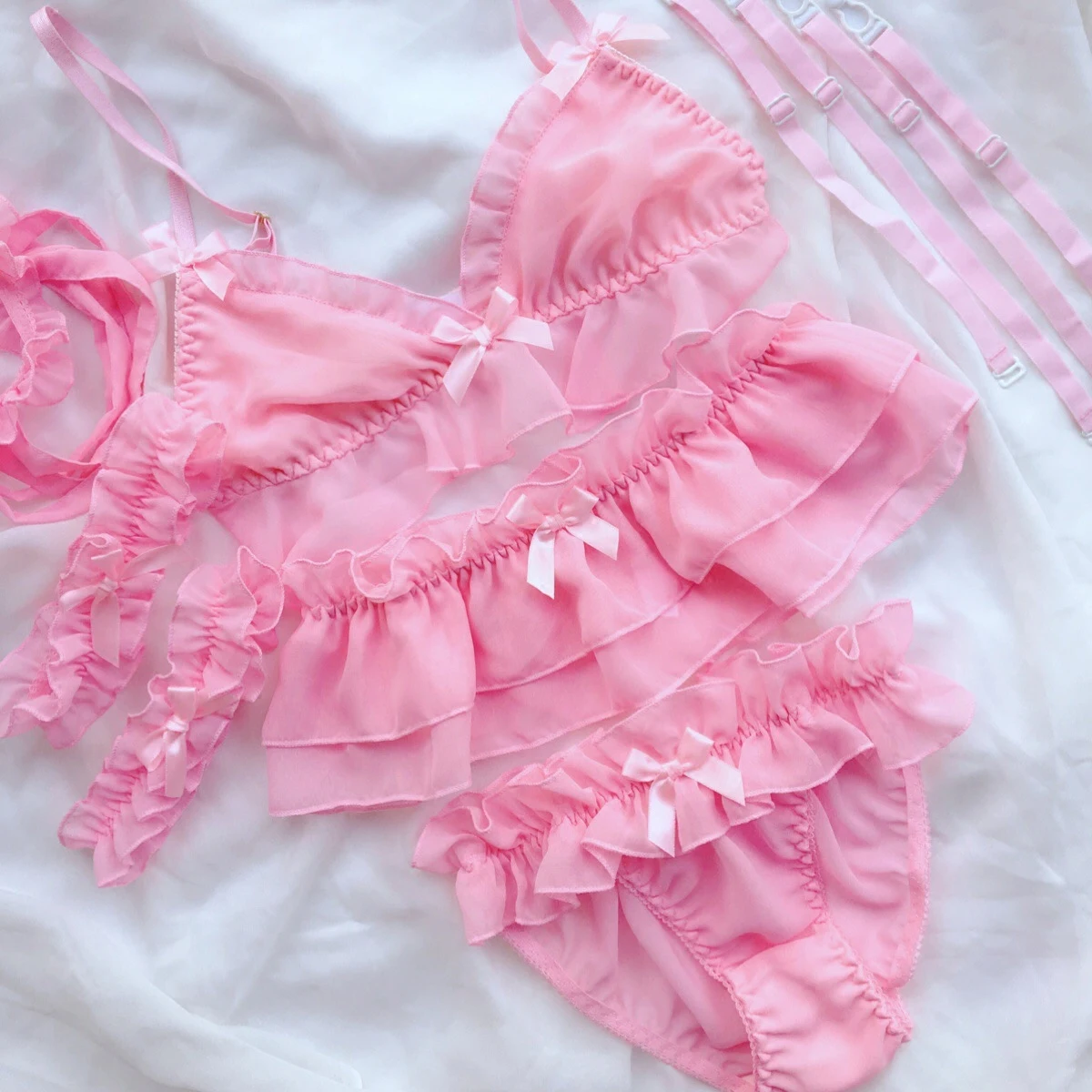 Японский Лолита милые оборки кружева Kawaii Babydoll сексуальное нижнее белье набор мягкая девушка черные пижамы костюмы для косплея