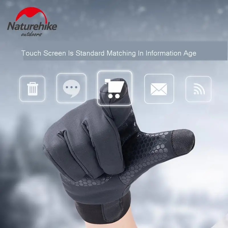 Naturehike новые зимние уличные плюс бархатные теплые перчатки брызгозащищенные сенсорный экран беговые ветрозащитный для езды спортивные перчатки