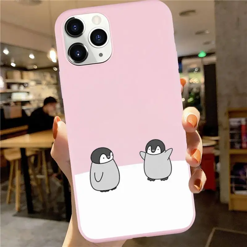 

penguin cute funny animal Anti-fall luxury Phone Case cover Candy Color for iPhone 6 7 8 11 12 s mini pro X XS XR MAX Plus