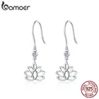 Bamoer, Стерлинговое Серебро 925 пробы, ювелирное изделие, подарок с элегантным лотосом, CZ, серьги-гвоздики для женщин, девушек, женщин, подарок, ювелирное изделие BSE451