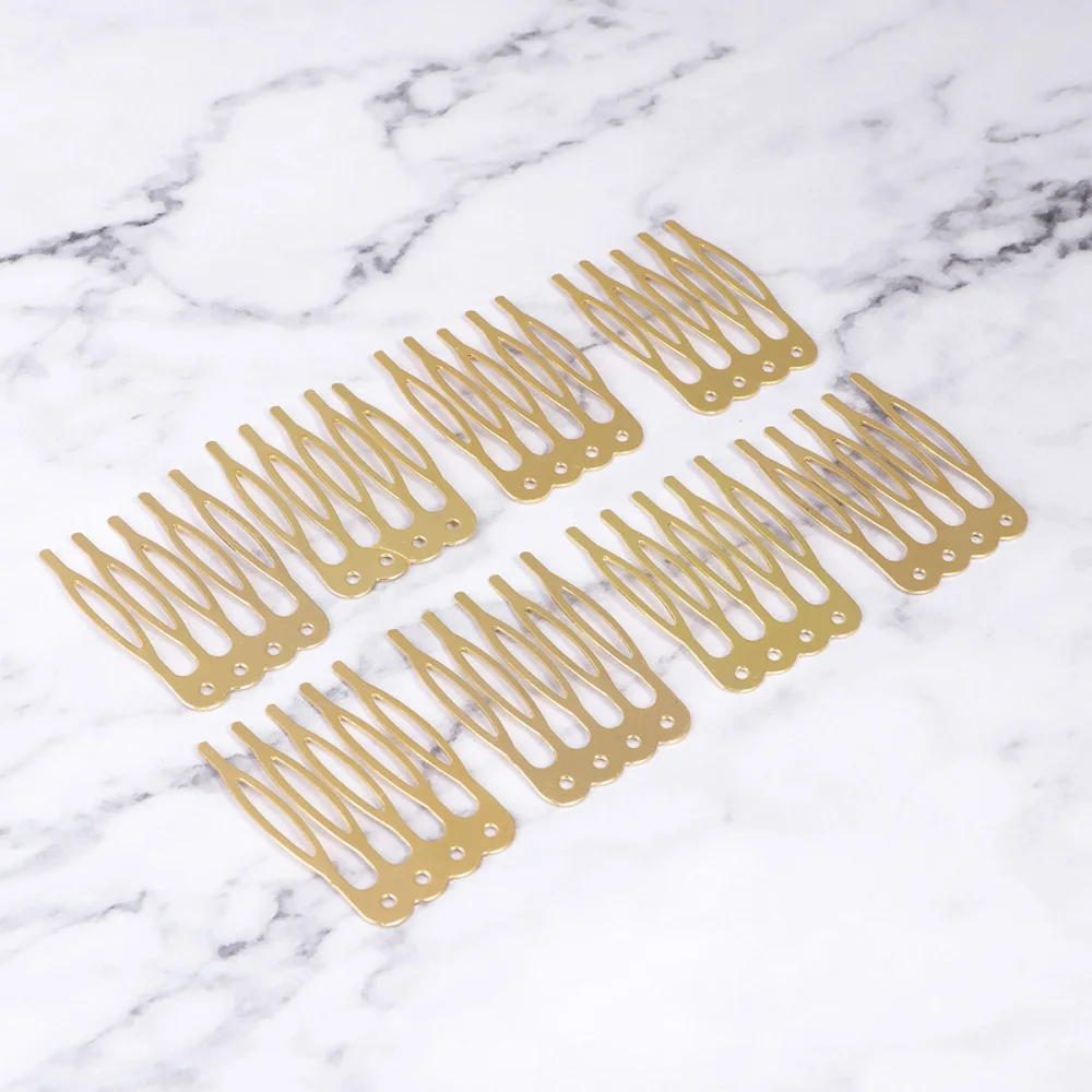 

50pcs DIY Hair Combs Simple Tuck Comb Fashion Five Teeth Combs Hair Accessories for Girls Ladies (Golden)