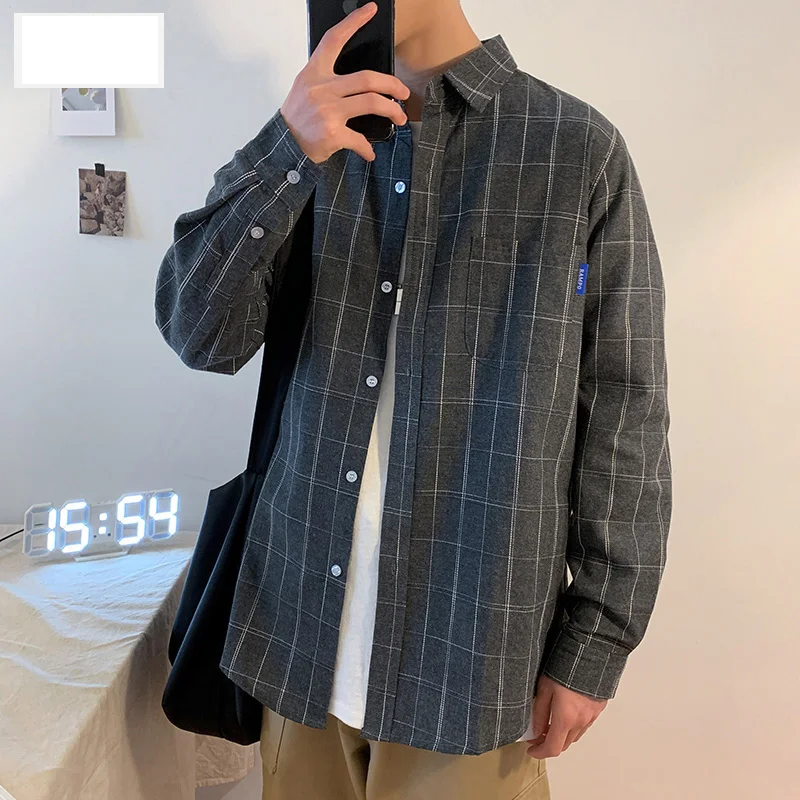 Spring Autumn Plaid Shirt Men Male Casual Long Sleeve Shirt High Quality Men's Clothing Shirts Loose Casual Tops Shirts for Men