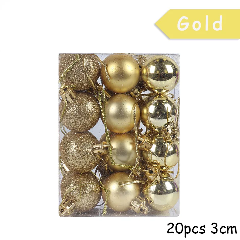 20pcs 3cm Gold Ball Рождественские украшения для дома веселая Рождественская елка рождественские украшения Санта Снеговик Noel Navidad год Natal - Цвет: 20pcs 3cm Gold Ball