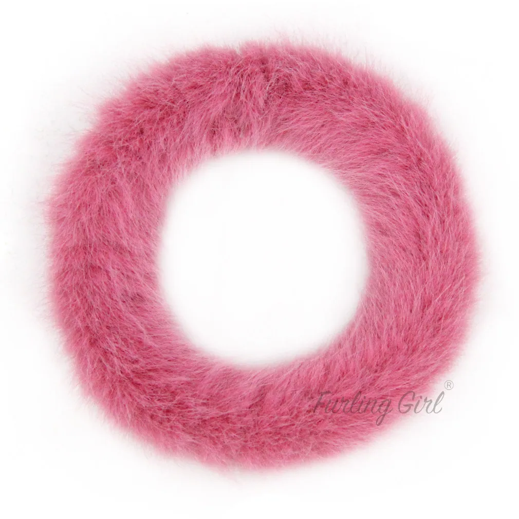 Pack of 2 Faux Mink Fur Elastic Hair band Winter Candy Color Scrunchies Macaron Tie | Scrunchie