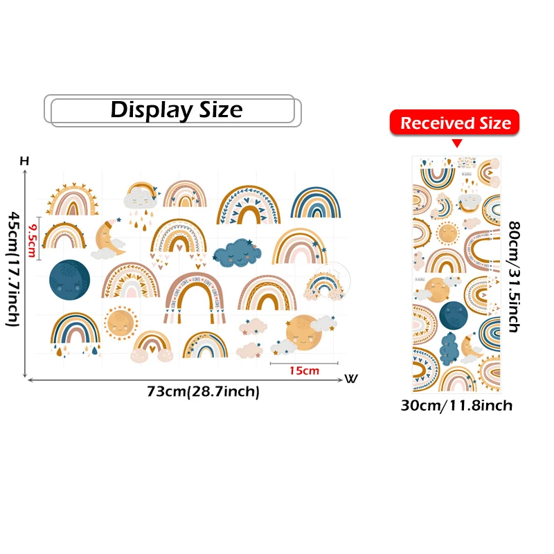 BRUP скандинавские INS богемные акварельные радужные настенные наклейки для