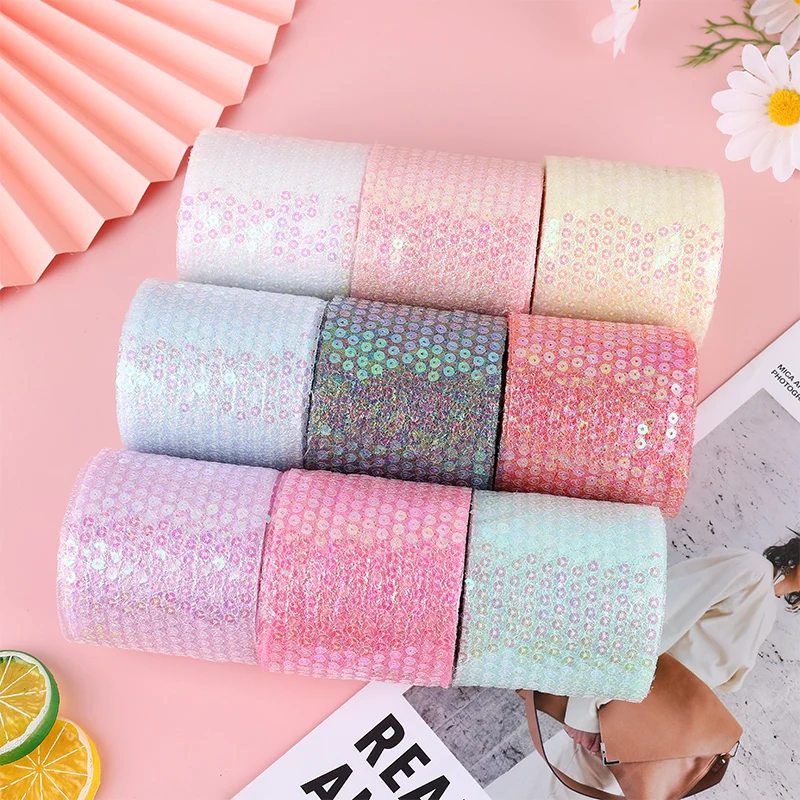 

7.5cm 10Yards Laser Oil Bright Snow Seersucker Tulle Lace Organza DIY Bowknot Handmade Birthday Party Wedding Decor Accessories