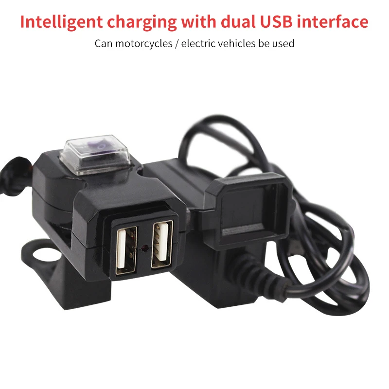 

Dual USB Charger For Motorbike Motorcycle Handlebar Port 12V Waterproof 5V 1A 2.1A Adapter Power Supply Socket for Phone Mobile
