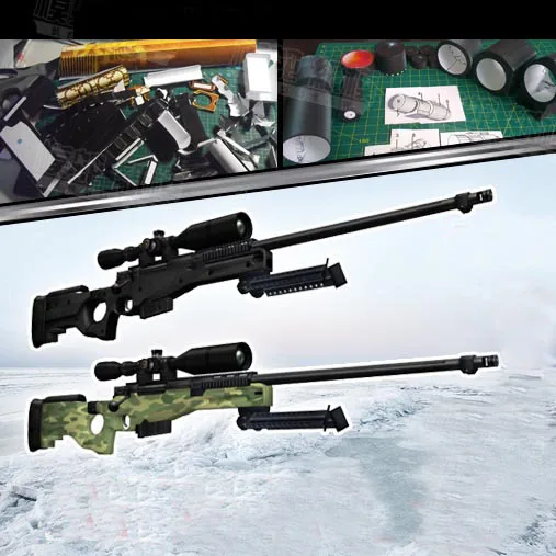 Бумажная модель пистолета Современная снайперская винтовка AWP 1:1 пропорция 3D