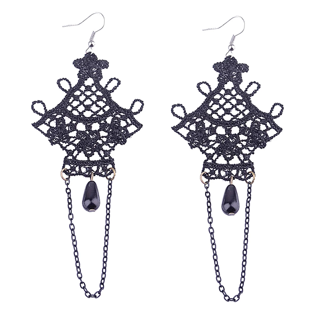 В винтажном стиле с кристаллами Стразы длинные капли кружева викторианской