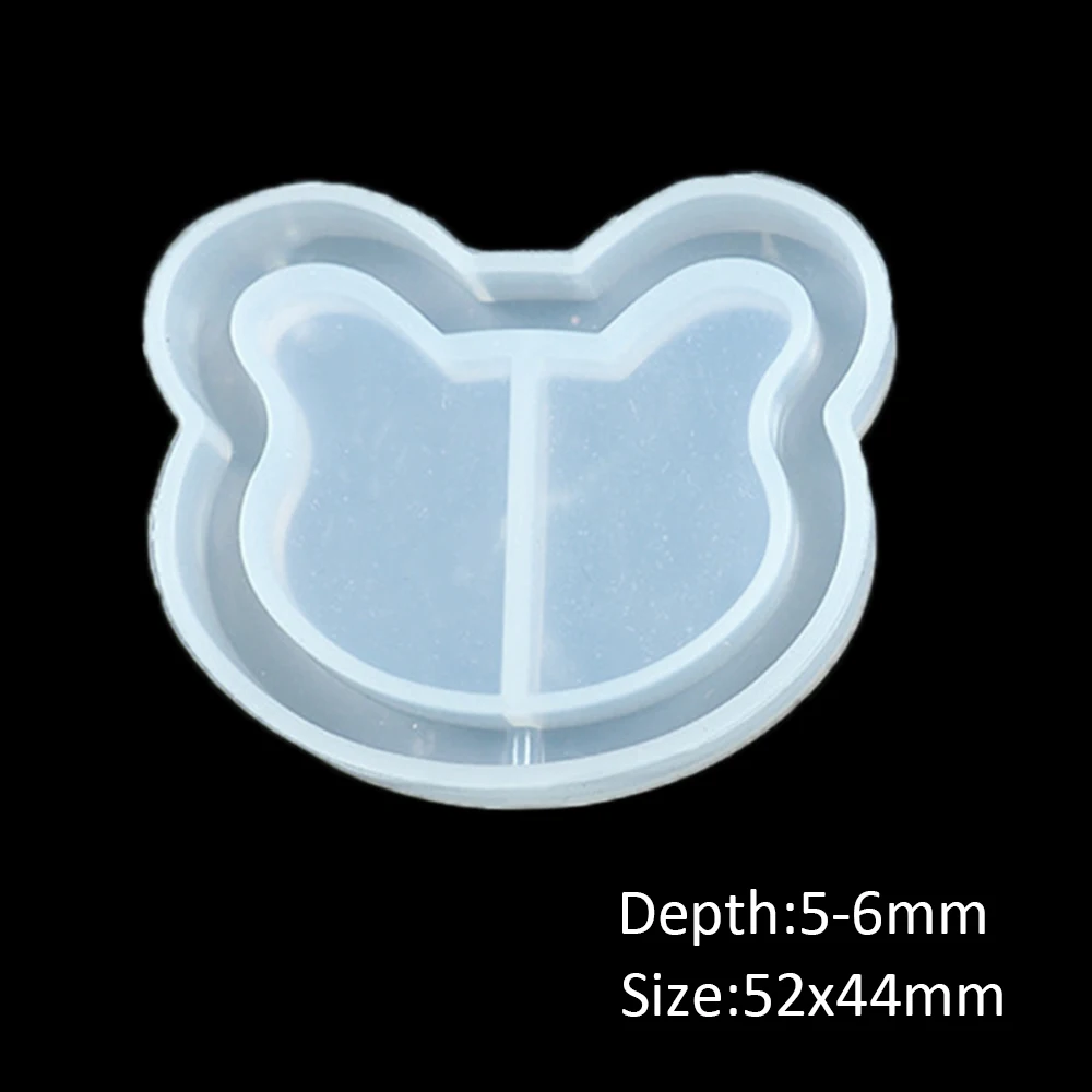 Bear 52x44mm Новые Клубничные прозрачные силиконовые формы смолы ледяные звезды шейкер Брелоки для ключей блестящая форма DIY инструмент для выпечки ювелирных изделий, 10Yc7453 - Цвет: Bear 52x44mm