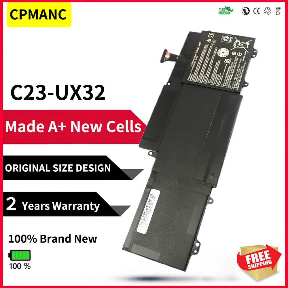 CPMANC 48Wh New C23-UX32 Laptop Battery for ASUS VivoBook U38N U38N-C4004H U38K ZenBook UX32 UX32V UX32A UX32VD 7.4V CPMANC 48Wh New C23-UX32 Laptop Battery for ASUS VivoBook U38N U38N-C4004H U38K ZenBook UX32 UX32V UX32A UX32VD 7.4V