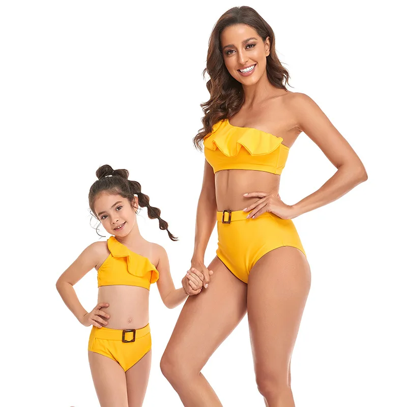 Adomaner 2022 Family Matching Bathing Suits Mother Daughter Swimsuit  Split Swimwear Mommy and Me Women Girl Bikini Family Look