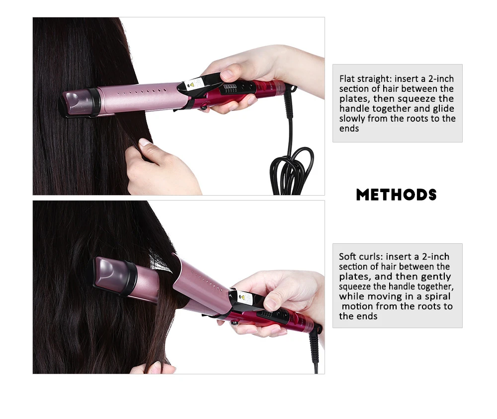 KEMEI 2 в 1 выпрямитель для волос бигуди анион паровой плоский утюг женщин