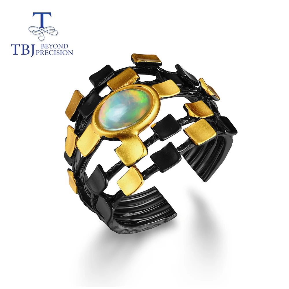 Натуральное разноцветное кольцо с опалом овальное 6*8 мм Стерлинговое Серебро 925