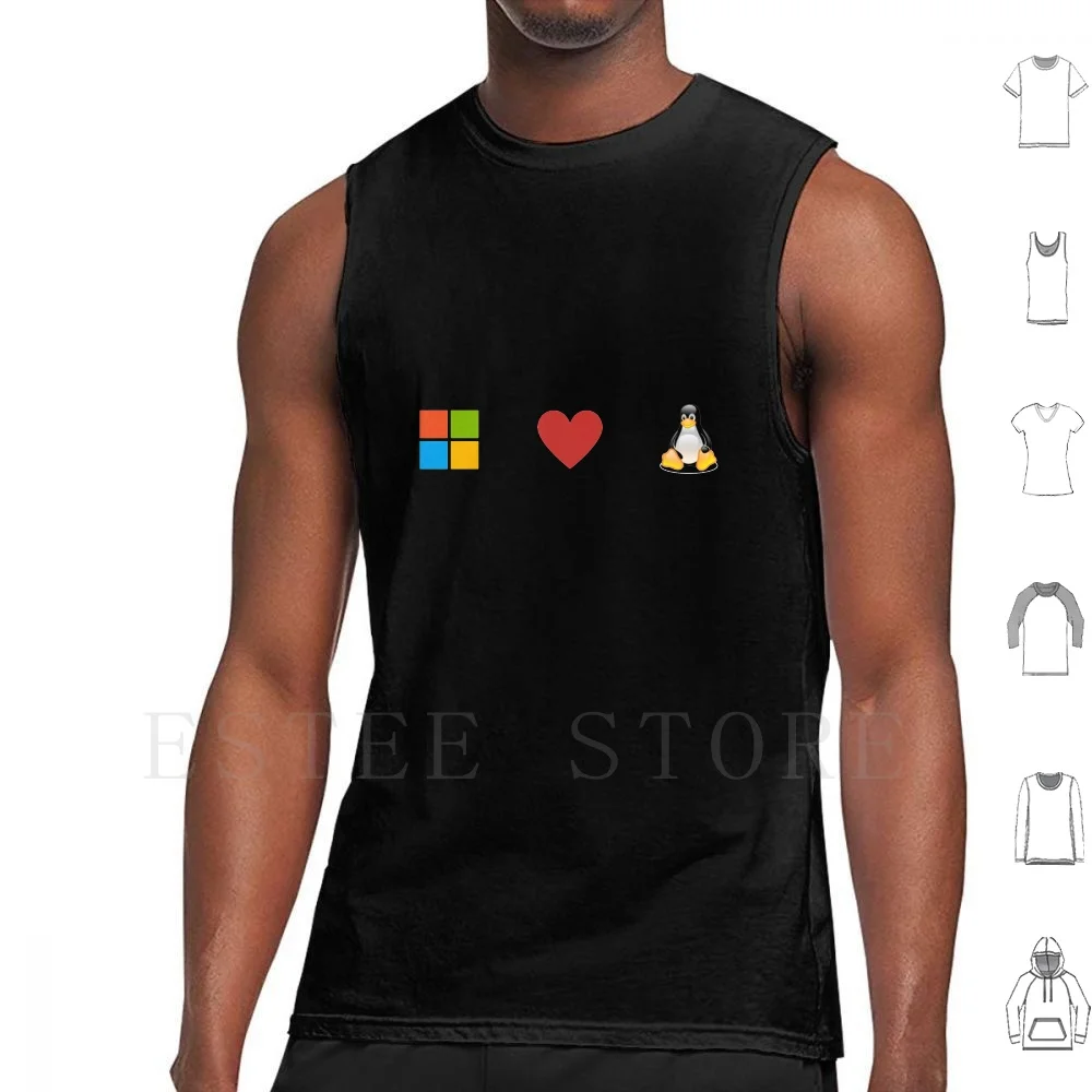 Фото Майки Microsoft Loves Linux, жилет, технология инженера, женские девушки, женский Dev Github Git Hacker Kali с открытым исходным кодом №1