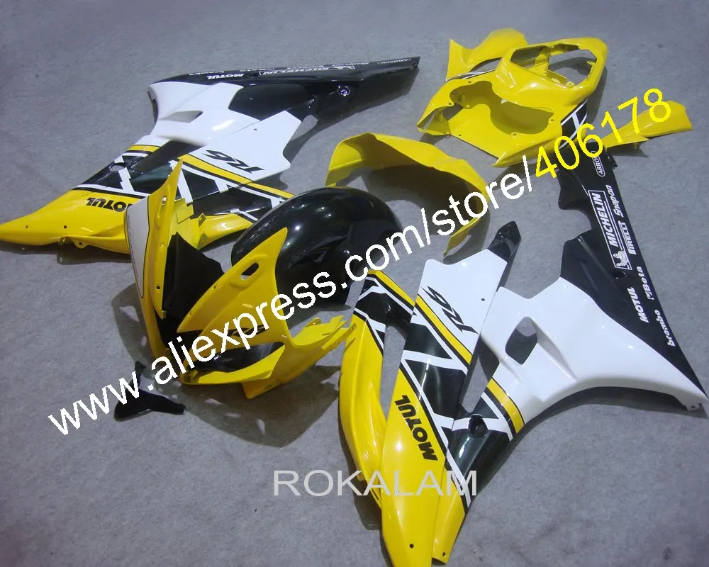 Набор обтекателей для мотоцикла R6 06 07 Yamaha YZF 2006 2007 желто-белый обтекатель (литьё