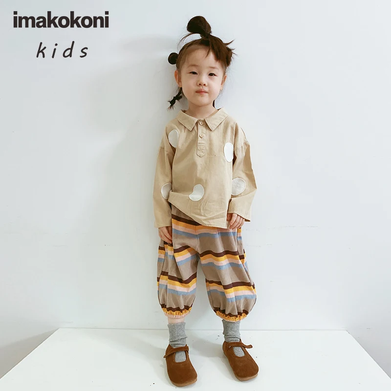 

imakokoni original children's clothing color striped casual pants wild sports Harem pants spring and autumn 20423