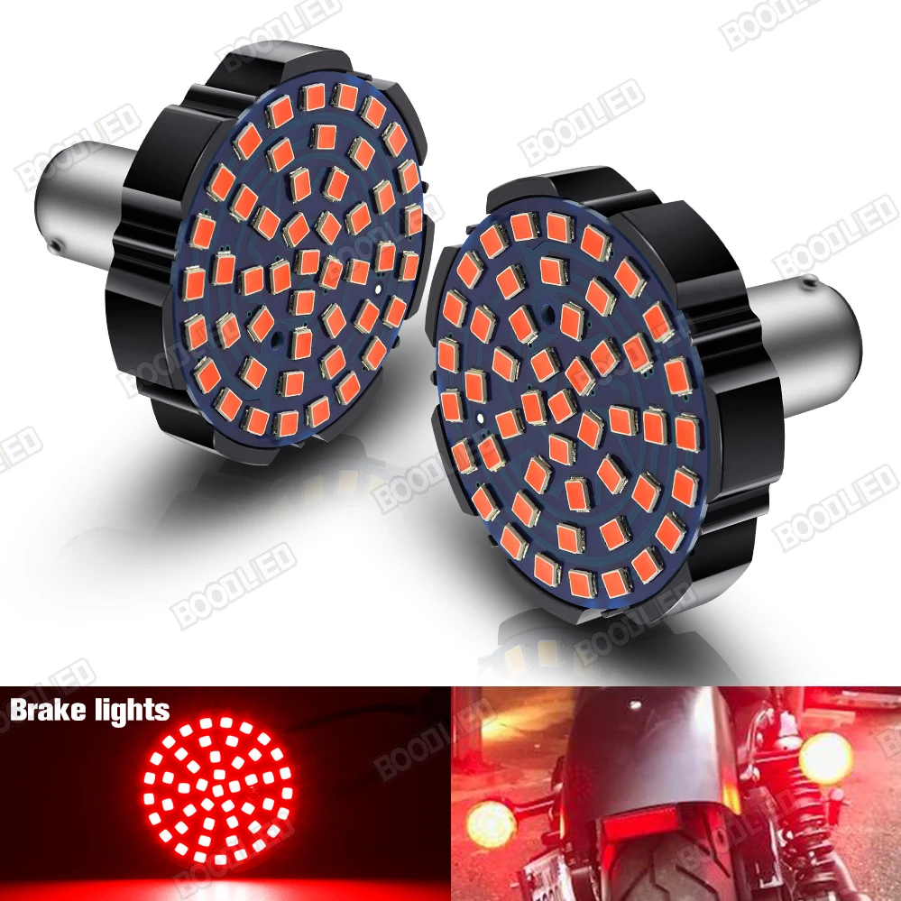 Motorcycle 1156 LED Switchback Turn Signal Light Red for Sportster Softail Street Glide Road Glide