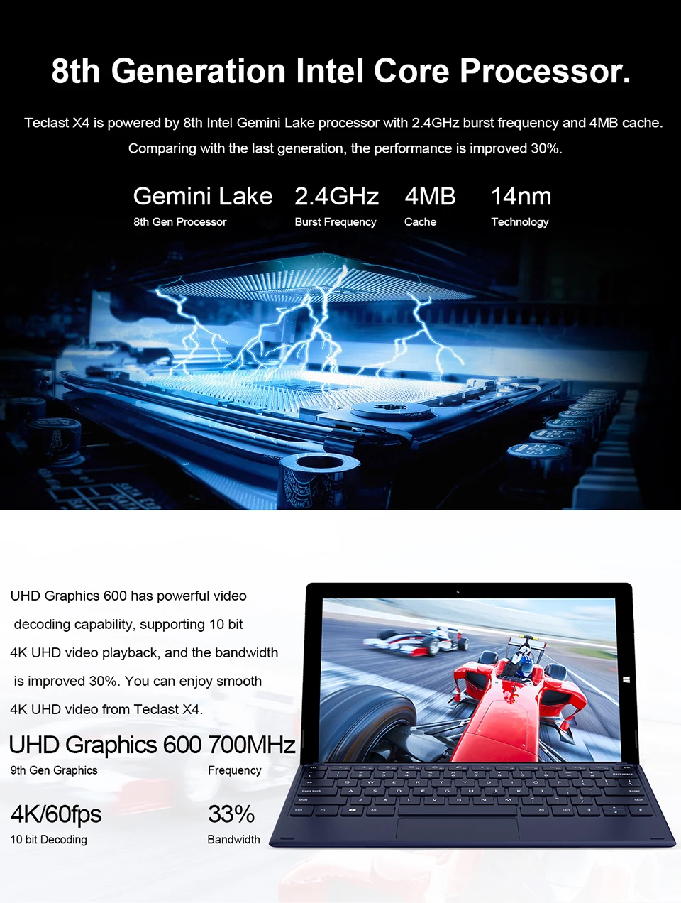 Teclast X4 11," 2 в 1 планшет 1920x1080 ОС Windows 10 8 ГБ ОЗУ 256 ГБ SSD планшеты ПК Intel Gemini Lake N4100 ноутбук с двойной камерой