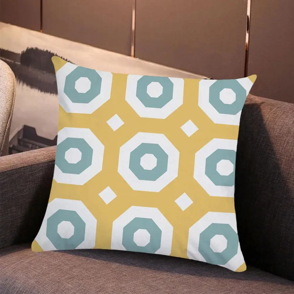 

Cushion Cover Yellow Blue Geometry Striped Curve Pillowcase Hotel Short Garden Case Pillow Throw Plush Soft Cover Pillow A2I3