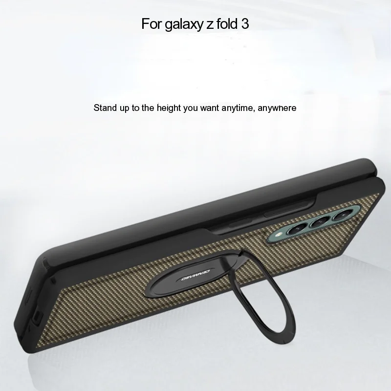 

Bracket Kickstand Case For Samsung Galaxy Z Fold 3 Case Carbon Fibre Pattern