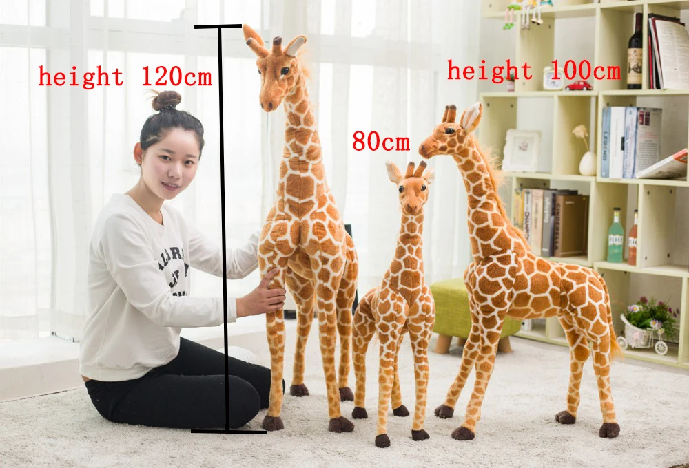 Мягкие животные плюшевые игрушки 80 см 120 огромная Жираф лошадь милая домашняя