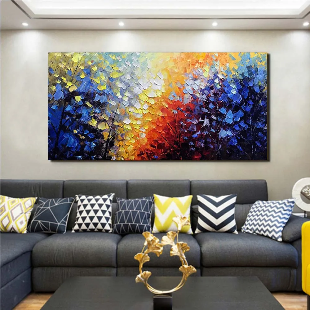 

Hand Painted Abstract Palette Knife Forest Landscape Wall Picture Oil Painting Canvas Living Room Home Decor Art Drop Shipping