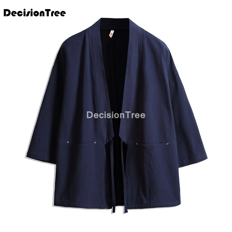 Кимоно мужское в японском стиле Харадзюку кардиган длинный черный большие