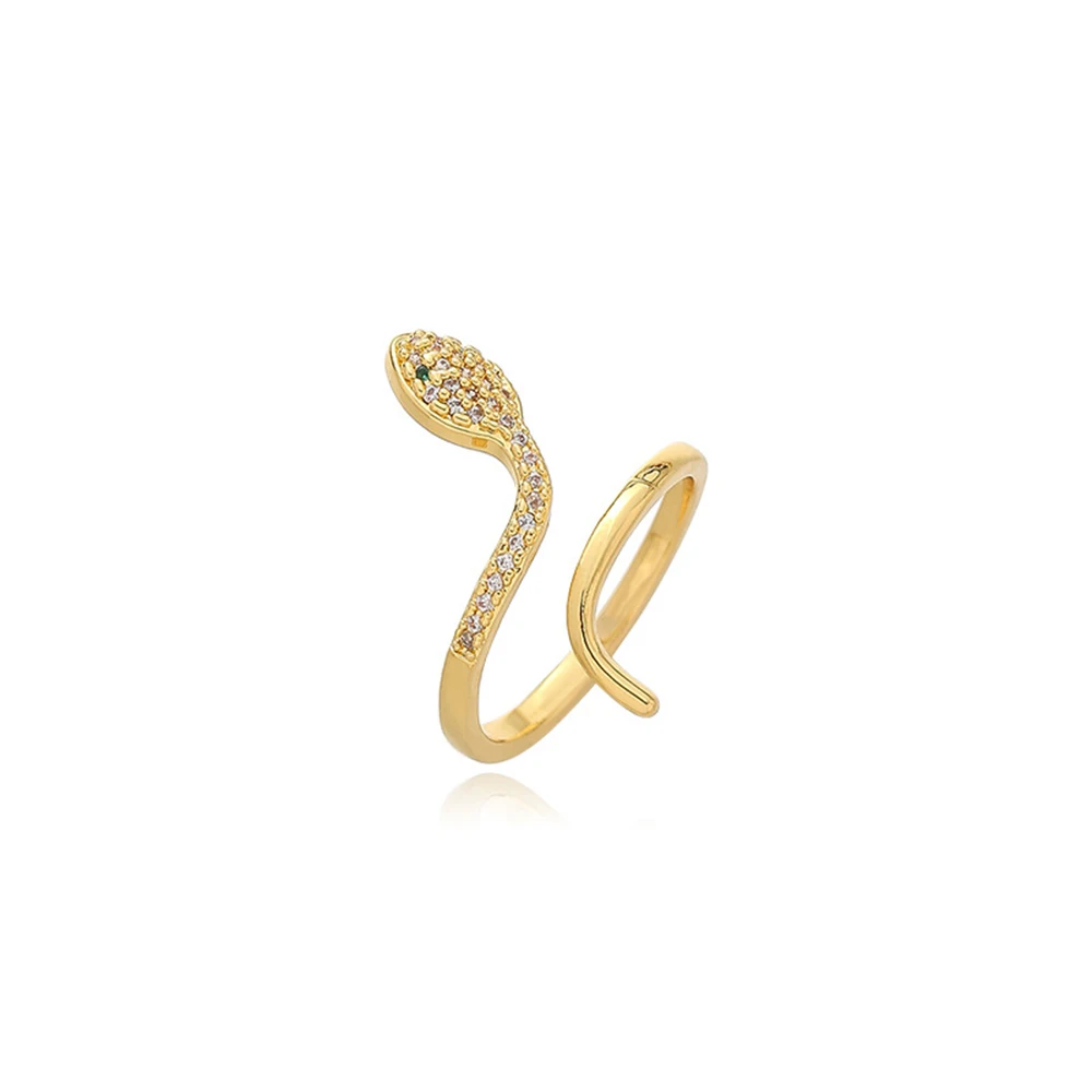 

Zircon 1 Pcs Stereoscopic New Retro Punk Exaggerated Snake Ring Fashion Personality Snake Opening Adjustable Ring Jewelry Gift