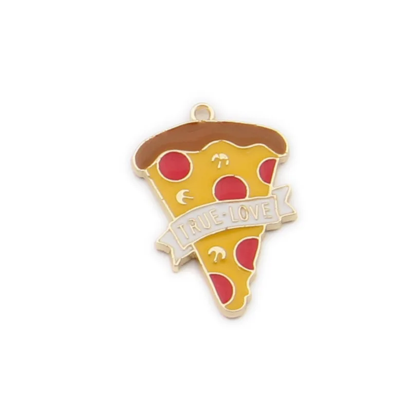 

10pcs/lot Alloy Creative Colorful pizza Pendants Buttons Ornaments Jewelry Earrings Choker Brooch Hair DIY Jewelry Accessories