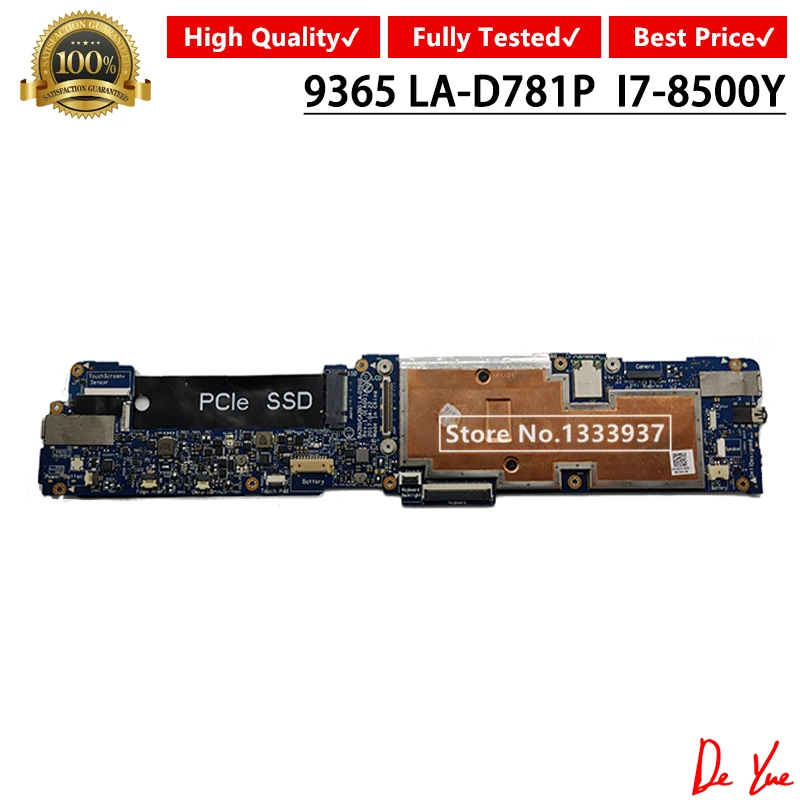 Материнская плата для Dell XPS-13 9365 оригинальная на борту 8GB-RAM SRD219 I7-8500Y CPU LA-D781P