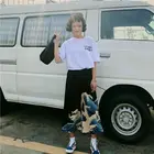 Брюки женские в стиле Харадзюку, милые японские модные штаны с завышенной талией, с принтом цунами, Hokusai