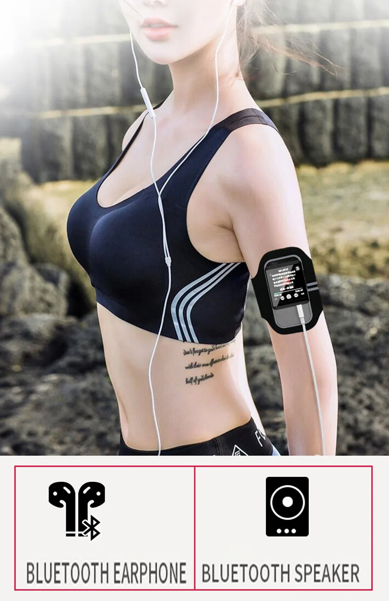 

RUIZU M5 Bluetooth MP3 Player 16GB 40GB Full Touch Screen Mini Sport Clip Music Player with FM,Recording,E-Book,Clock,Pedometer