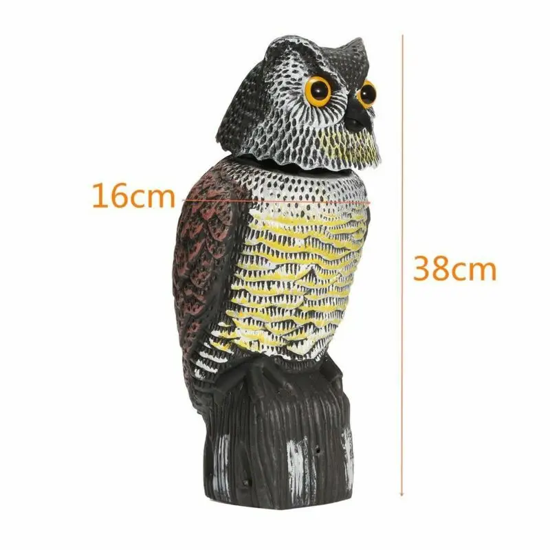 

Owl Decoy 360 rotate Simulation Owl Head Sound Shadow Control repel Pest Crow Scarecrow Repellents