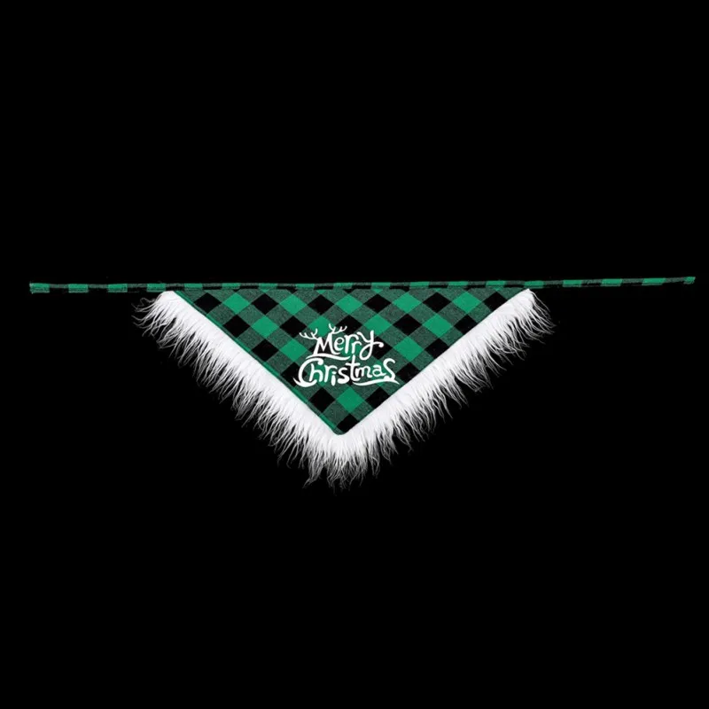 

Pet Cats And Dogs Cute Christmas Lattice Fringe Unprinted Saliva Towel Suitable For Small And Medium-sized Dogs