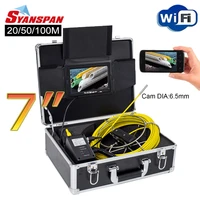 syanspan 7 wifi 2050100m pipe inspection video camera6 5mm cam drain sewer pipeline industrial endoscope support androidios