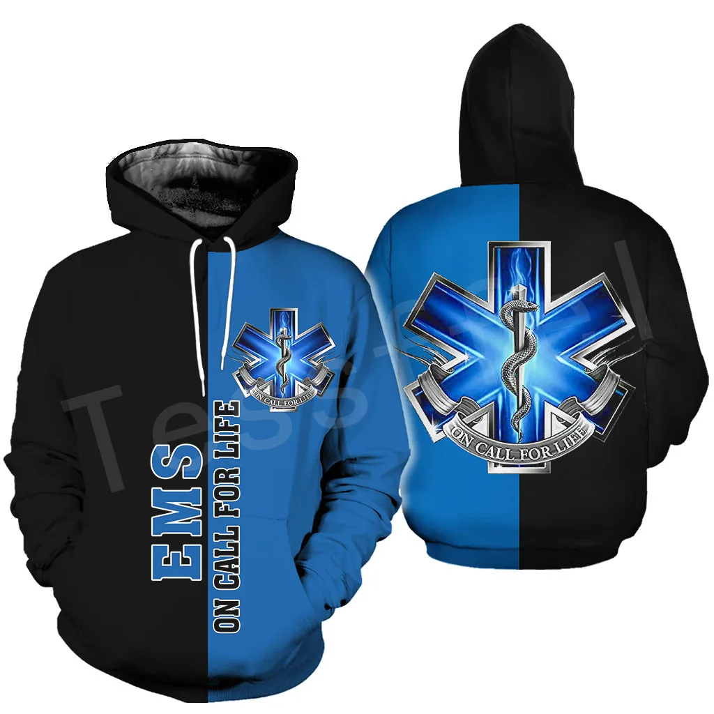 

LIASOSO Emergency Medical Technician EMT EMS Paramedic Long Sleeve Casual Streetwear 3DPrint Zip/Hoodies/Sweatshirts/Jacket