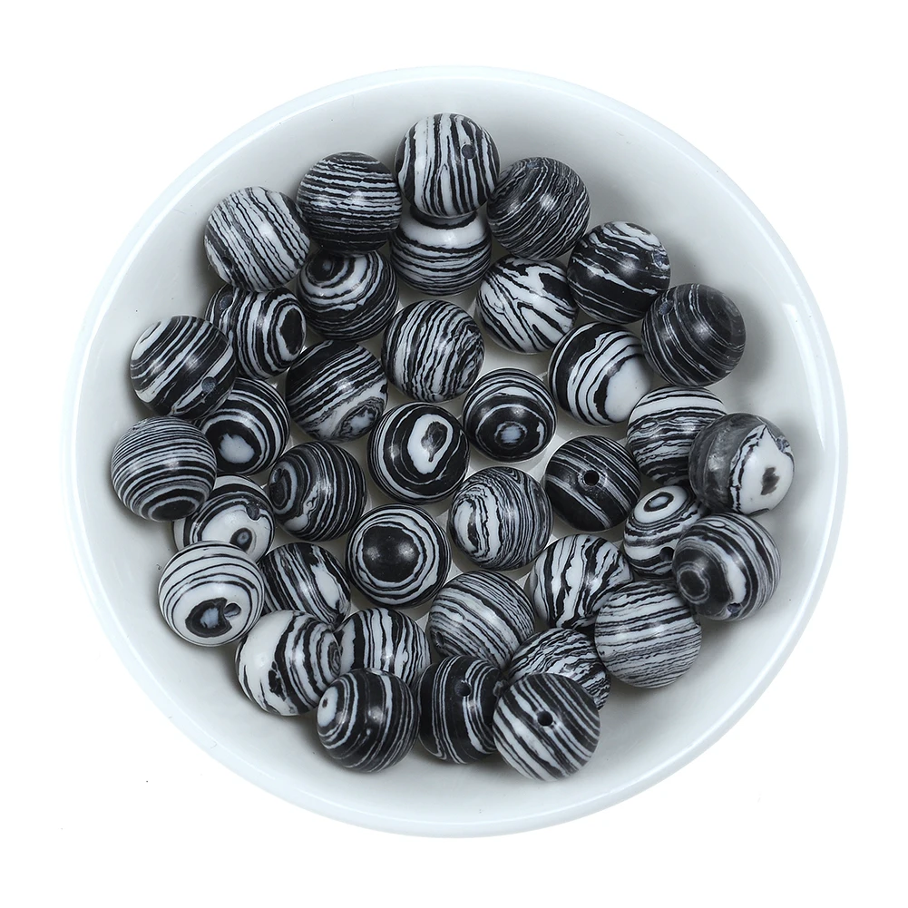 

Wholesale White Black Malachite Round Loose Beads 15" Strand 4 6 8 10 12 MM Natural Stone Beads for Jewelry Making diy Bracelets