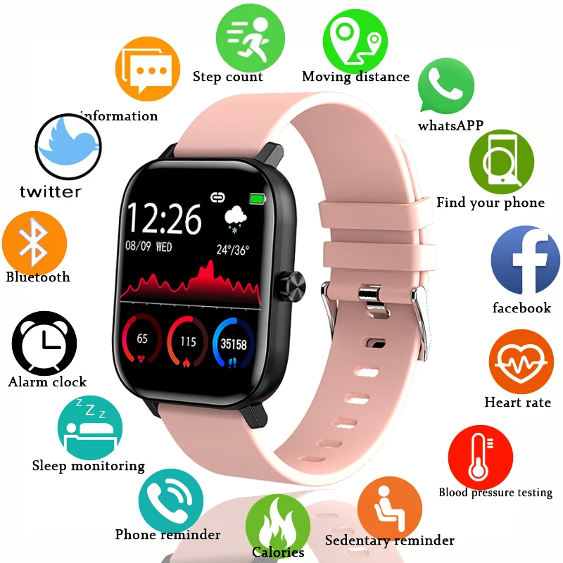 LIGE New IP67 Waterproof SmartWatch Women Sports Fitness Tracker Heart Rate Monitor Android IOS Full Touch Screen Men Smartwatch