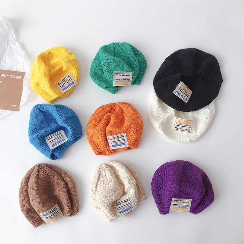 

Детские вязаные шапки с буквенным принтом, 9 цветов