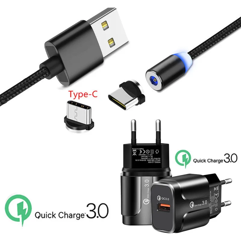 Магнитное зарядное устройство USB QC 3 0 OnePlus 7 Pro 5T Honor 20 10 9 Type C Магнитный зарядный