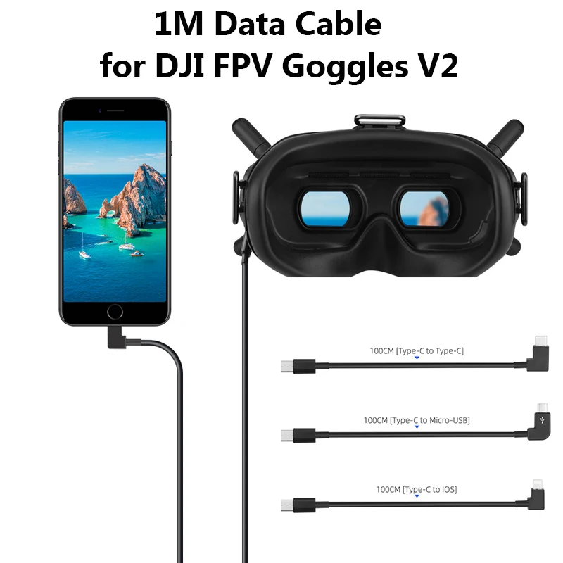 

Кабель передачи данных 1 м для DJI FPV Glasses V2 Phone Tablet Micro-USB Type-C IOS Connector FPV Combo Flight Glasses