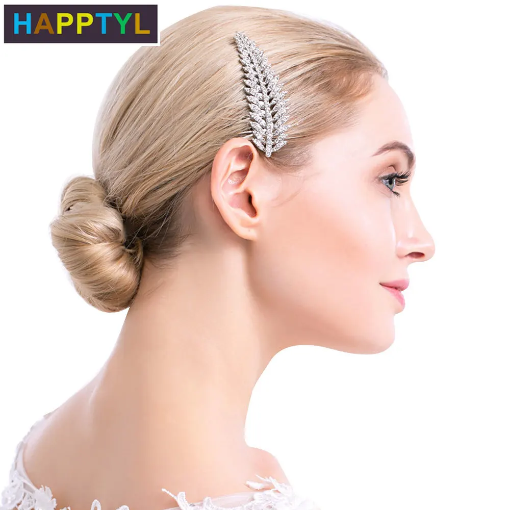 HAPPTYL 1 шт. заколка для волос расчески стразы листья свадебные заколки женский