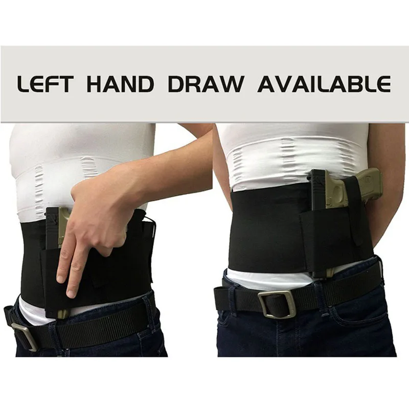 

Tactical Pistol Hand Gun Holster Glock Pouch Military Universal Belly Band Belt Police Training Elastic Hunting Waist Support