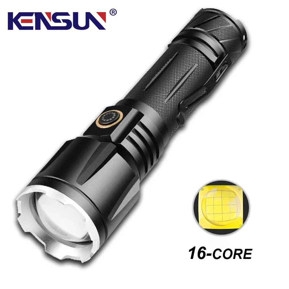 

XHP160 Led Flashlight Powerful 5 Modes Zoomable Hard Light High Lumen Waterproof Type-C Usb Rechargeable Aluminum Alloy Torch